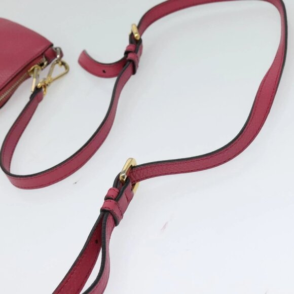 PRADA Shoulder Bag Leather Pink Gold Auth